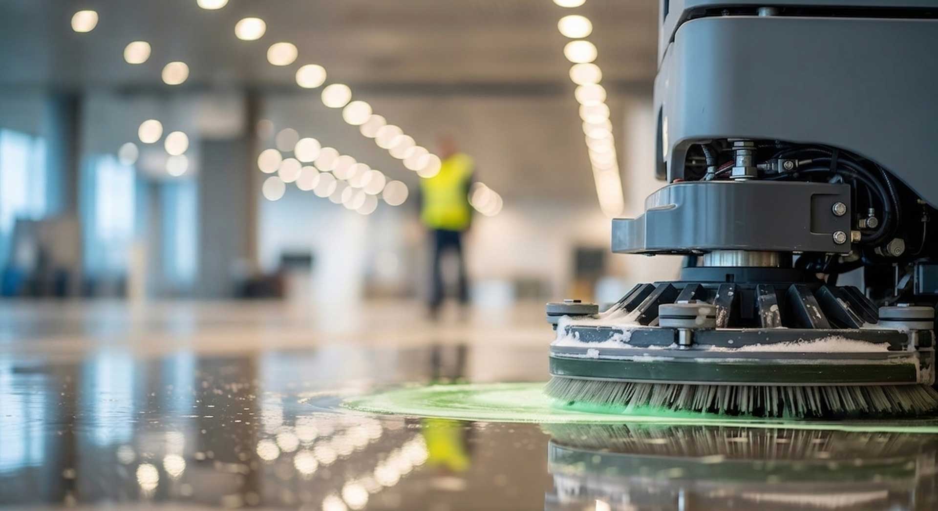 Floor scrubbing machine extending floor life with janitorial services in Fort Lauderdale