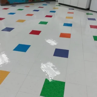 Clean school hallway tile after commercial floor waxing in Davie