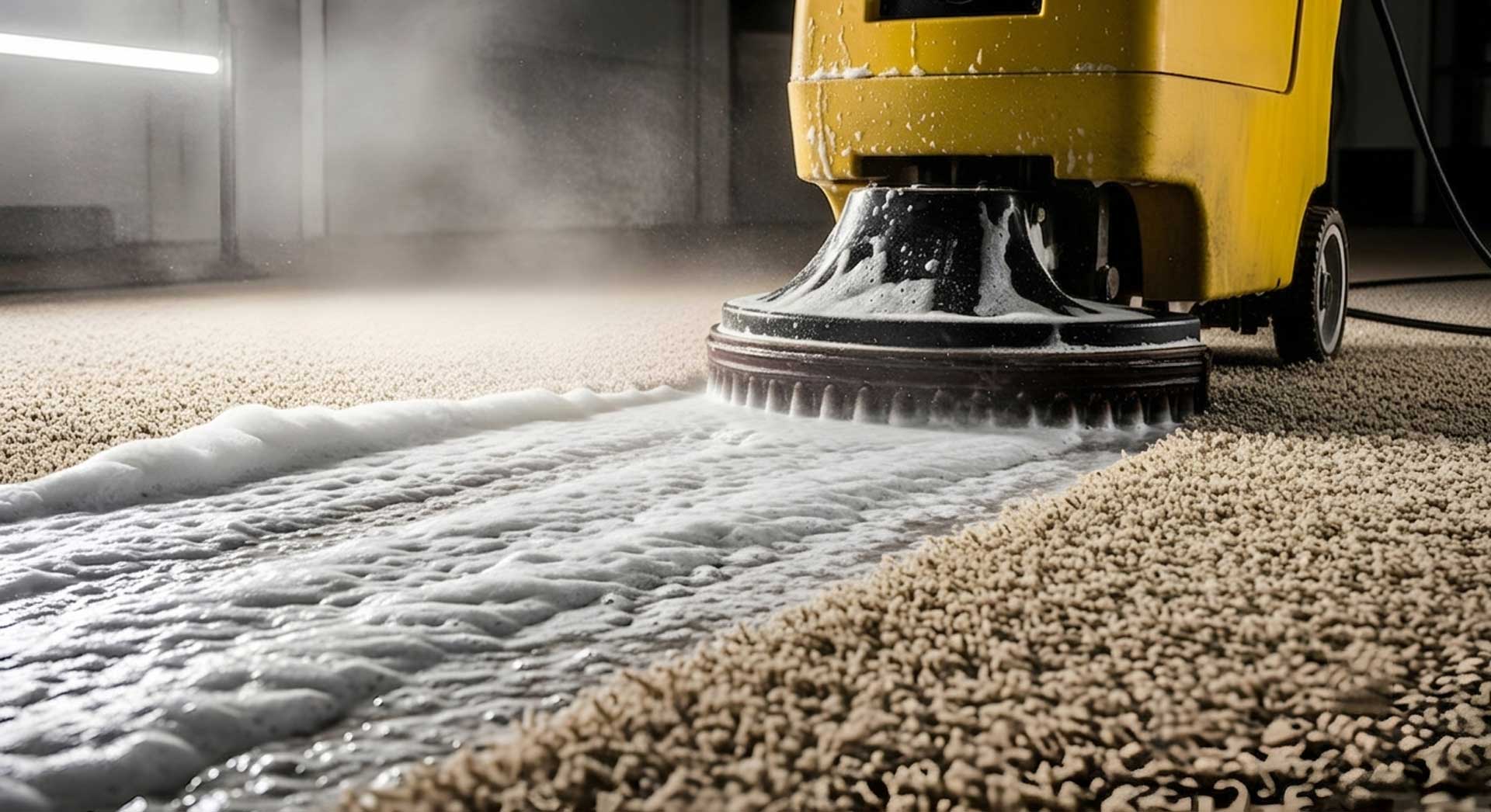 Carpet cleaning machine with foam during commercial cleaning in Plantation