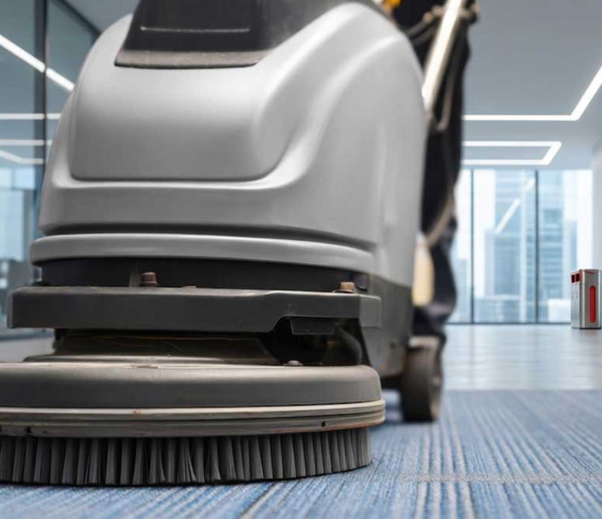 Carpet cleaning machine on an office rug during commercial cleaning in Fort Lauderdale