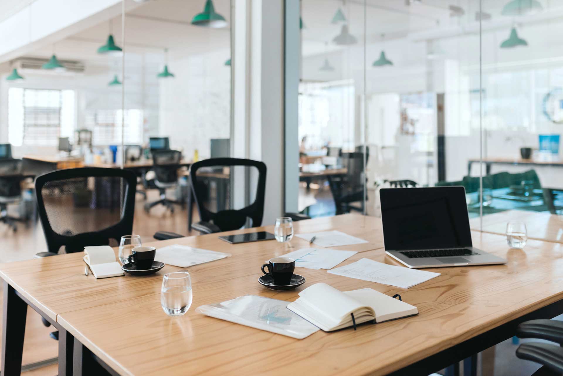 Clean office conference table after commercial cleaning in Fort Lauderdale