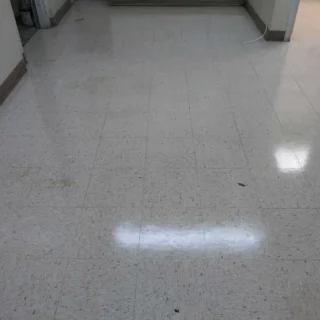 Polished school hallway floor after commercial floor cleaning in Pompano Beach