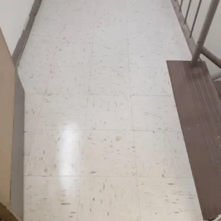 Clean school hallway floor after commercial floor waxing in Davie