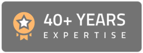 40+ years of expertise badge for a family-owned office cleaning company in Pompano Beach