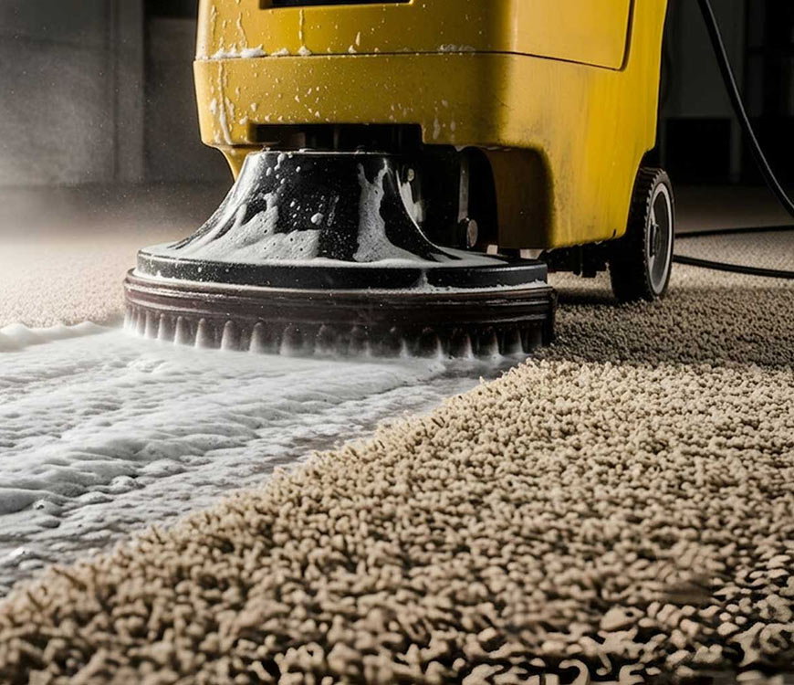 A carpet being shampooed as part of commercial carpet cleaning in Fort Lauderdale, FL