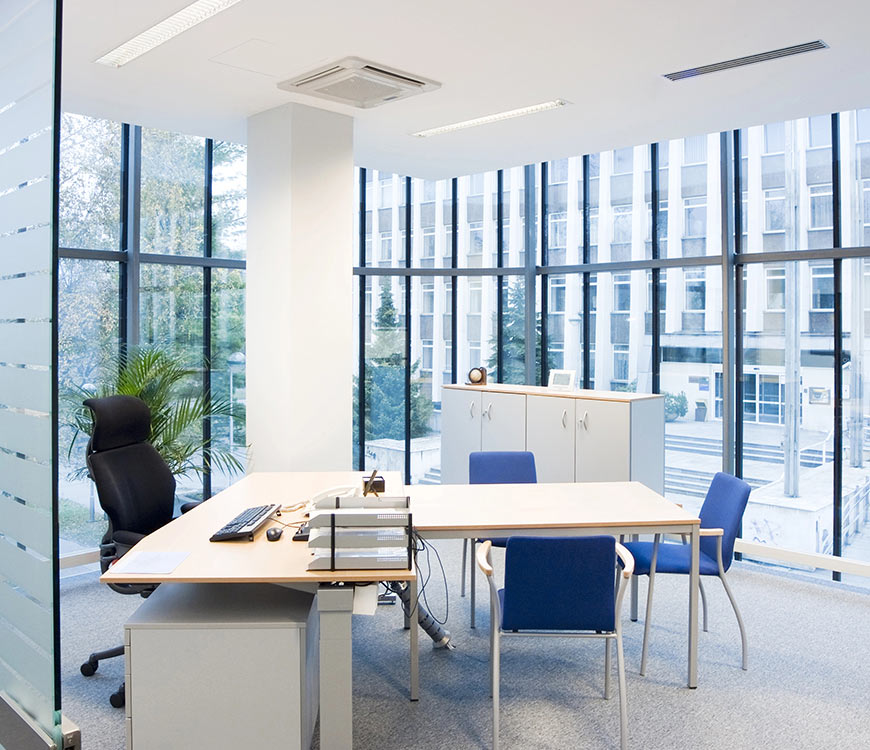 Bright, clean office maintained with commercial cleaning in Delray Beach